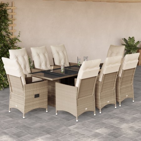 Set comedor de jardín 9 pzas con cojines ratán sintético beige de , Conjuntos de jardín - Ref: Foro24-3276809, Precio: 1,00 €...