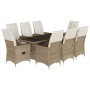 Set comedor de jardín 9 pzas con cojines ratán sintético beige de , Conjuntos de jardín - Ref: Foro24-3276809, Precio: 1,00 €...