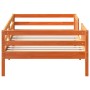 Solid pine wood bed frame in brown wax finish 100x200 cm by , Beds and slatted bases - Ref: Foro24-846972, Price: 139,27 €, D...