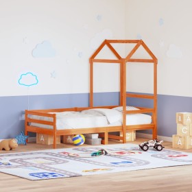 Solid wood brown children's bed canopy 118x70x176.5 cm by , Accessories for beds and slatted bases - Ref: Foro24-846987, Pric...