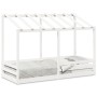 Cama infantil con techo madera maciza pino blanco 75x190 cm de , Camas y somieres - Ref: Foro24-847010, Precio: 202,99 €, Des...