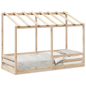 Children's bed with solid pine wood roof 90x190 cm by , Beds and slatted bases - Ref: Foro24-847006, Price: 174,99 €, Discoun...