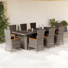 Garten-Essgruppe, 9-teilig, mit grauen Polstern aus synthetischem Rattan. von , Gartensets - Ref: Foro24-3277557, Preis: 1,00...