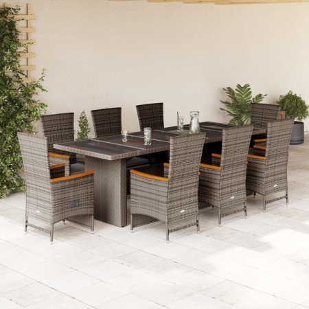 Garden dining set 9 pieces and gray synthetic rattan cushions by , Garden sets - Ref: Foro24-3277557, Price: 1,00 €, Discount: %