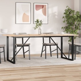 Dining table with solid pine wood frame and iron, 200x100x75.5cm by , Kitchen and dining tables - Ref: Foro24-3282745, Price:...