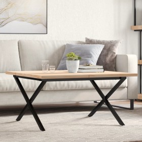 Solid pine wood and iron X-frame coffee table, 90x90x45.5cm by , Coffee table - Ref: Foro24-3282753, Price: 102,99 €, Discoun...