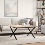 Solid pine wood and iron X-frame coffee table, 90x90x45.5cm by , Coffee table - Ref: Foro24-3282753, Price: 104,35 €, Discoun...