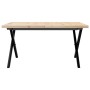 Solid pine wood and iron X-frame coffee table, 90x90x45.5cm by , Coffee table - Ref: Foro24-3282753, Price: 104,35 €, Discoun...