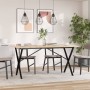 Dining table with solid pine wood and iron frame 140x80x75.5 cm by , Kitchen and dining tables - Ref: Foro24-3282764, Price: ...