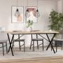 Dining table with X frame made of solid pine wood and iron, 180x90x75.5 cm by , Kitchen and dining tables - Ref: Foro24-32827...