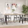 Dining table with solid pine wood and iron frame, 160x80x75.5 cm by , Kitchen and dining tables - Ref: Foro24-3282787, Price:...