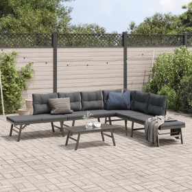 Garden bench with 5-piece cushions, steel frame with black powder coating. by , Garden sets - Ref: Foro24-3283720, Price: 492...