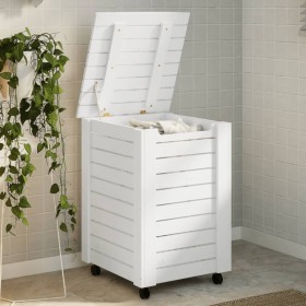 Laundry basket with wheels FROG white pine wood 45x45x64 cm by , Laundry baskets - Ref: Foro24-4002326, Price: 81,02 €, Disco...