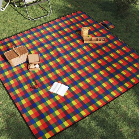 Faltbare Picknickdecke aus Samt mit karierten Farben 200x200 cm. von , Camping und Wandern - Ref: Foro24-4004209, Preis: 31,8...