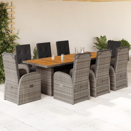 Garden dining set 9 pieces and gray synthetic rattan cushions by , Garden sets - Ref: Foro24-3277597, Price: 1,00 €, Discount: %