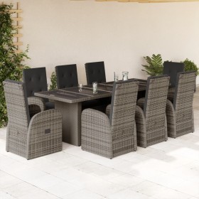 Garden dining set 9 pieces and gray synthetic rattan cushions by , Garden sets - Ref: Foro24-3277605, Price: 1,00 €, Discount: %