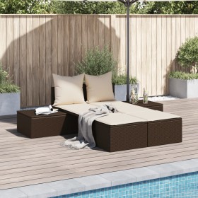 Double sun lounger with brown synthetic rattan cushions by , Loungers - Ref: Foro24-368390, Price: 305,45 €, Discount: %