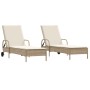 Liegestühle mit Kissen, 2 Stück, aus synthetischem Rattan in Beige. von , Liegen - Ref: Foro24-3261438, Preis: 327,95 €, Raba...