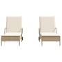 Sun loungers with cushions 2 units synthetic rattan beige by , Loungers - Ref: Foro24-3261438, Price: 327,95 €, Discount: %