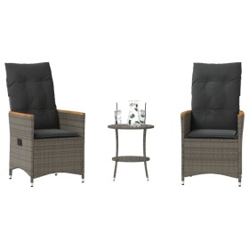 Garden chairs and table with cushions 3 pieces gray PE rattan by , Garden sets - Ref: Foro24-365658, Price: 272,99 €, Discoun...