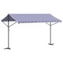 Toldo de pie tela y acero azul y blanco 400x300 cm de , Sombrillas - Ref: Foro24-368932, Precio: 307,99 €, Descuento: %