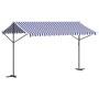 Toldo de pie tela y acero azul y blanco 400x300 cm de , Sombrillas - Ref: Foro24-368932, Precio: 307,99 €, Descuento: %