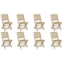 Folding garden chairs 8 units solid acacia wood 48.5x57x90cm by , Garden chairs - Ref: Foro24-3214233, Price: 347,58 €, Disco...