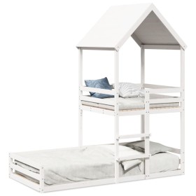 Bett mit massivem Dach aus weißer Kiefer 90x200 cm von , Betten und Lattenroste - Ref: Foro24-3282391, Preis: 370,94 €, Rabat...