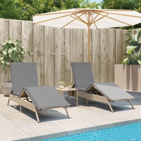 Sun loungers with side table, 2 units, synthetic beige rattan by , Loungers - Ref: Foro24-4002713, Price: 268,99 €, Discount: %