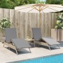 Sun loungers with side table, 2 units, synthetic beige rattan by , Loungers - Ref: Foro24-4002713, Price: 269,01 €, Discount: %