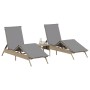 Sun loungers with side table, 2 units, synthetic beige rattan by , Loungers - Ref: Foro24-4002713, Price: 269,01 €, Discount: %