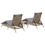 Sun loungers with side table, 2 units, synthetic beige rattan by , Loungers - Ref: Foro24-4002713, Price: 269,01 €, Discount: %