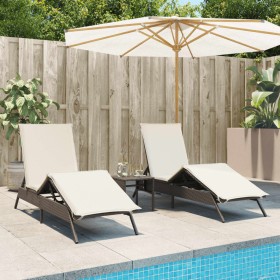 2 synthetic rattan sun loungers with a small table, brown color. by , Loungers - Ref: Foro24-4002711, Price: 268,99 €, Discou...