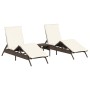 2 synthetic rattan sun loungers with a small table, brown color. by , Loungers - Ref: Foro24-4002711, Price: 269,01 €, Discou...