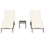 2 synthetic rattan sun loungers with a small table, brown color. by , Loungers - Ref: Foro24-4002711, Price: 269,01 €, Discou...