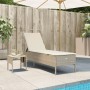 Sun lounger with cushion and synthetic beige rattan table by , Loungers - Ref: Foro24-4002732, Price: 170,82 €, Discount: %