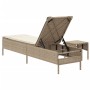 Sun lounger with cushion and synthetic beige rattan table by , Loungers - Ref: Foro24-4002732, Price: 170,82 €, Discount: %