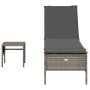 Lounger with gray synthetic rattan cushion and table by , Loungers - Ref: Foro24-4002730, Price: 164,85 €, Discount: %