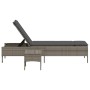 Lounger with gray synthetic rattan cushion and table by , Loungers - Ref: Foro24-4002730, Price: 164,85 €, Discount: %