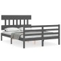 Estructura cama de matrimonio con cabecero madera maciza gris de vidaXL, Camas y somieres - Ref: Foro24-3195133, Precio: 161,...