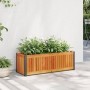 Solid acacia wood and steel planter 80x30x27.5 cm by , Pots and planters - Ref: Foro24-367614, Price: 66,09 €, Discount: %