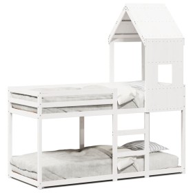 Bunk bed with solid white pine wood roof 90x200 cm by , Beds and slatted bases - Ref: Foro24-3282001, Price: 247,99 €, Discou...