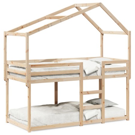 Bunk bed with solid pine wood roof 80x200 cm by , Beds and slatted bases - Ref: Foro24-3282041, Price: 215,38 €, Discount: %