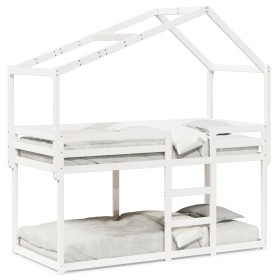 Bunk bed with solid white pine wood roof 90x190 cm by , Beds and slatted bases - Ref: Foro24-3282048, Price: 260,51 €, Discou...