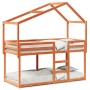 Bunk bed with solid pine wood roof in brown, 80x200 cm. by , Beds and slatted bases - Ref: Foro24-3282043, Price: 233,28 €, D...