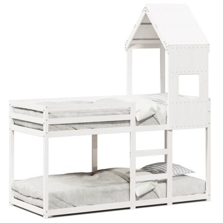 Bunk bed with solid white pine wood roof 75x190 cm by , Beds and slatted bases - Ref: Foro24-3282008, Price: 230,46 €, Discou...