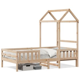 Bed frame with solid pine wood roof 90x200 cm by , Beds and slatted bases - Ref: Foro24-3282159, Price: 199,17 €, Discount: %