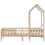 Bed frame with solid pine wood roof structure 90x190 cm by , Beds and slatted bases - Ref: Foro24-3282165, Price: 185,99 €, D...