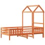 Bed frame with solid pine wood roof in brown, 90x190 cm. by , Beds and slatted bases - Ref: Foro24-3282167, Price: 198,99 €, ...