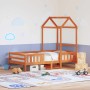 Bed frame with solid pine wood roof in brown, 90x190 cm. by , Beds and slatted bases - Ref: Foro24-3282167, Price: 198,99 €, ...